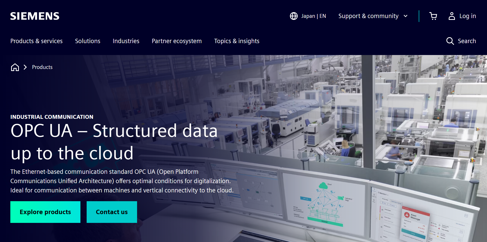 Siemens official website screenshot